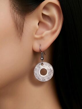 Antique-Style Palestinian Coin Earrings – 5 Mils Replica (Silver-plated)